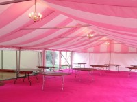 Pink and White lining in a 9m wide marquee